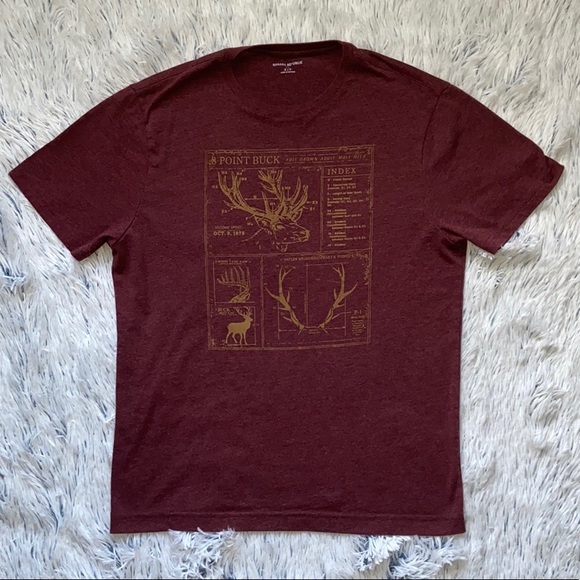 Banana Republic Men’s Elk Antler Maroon T-Shirt Sm - Picture 1 of 7